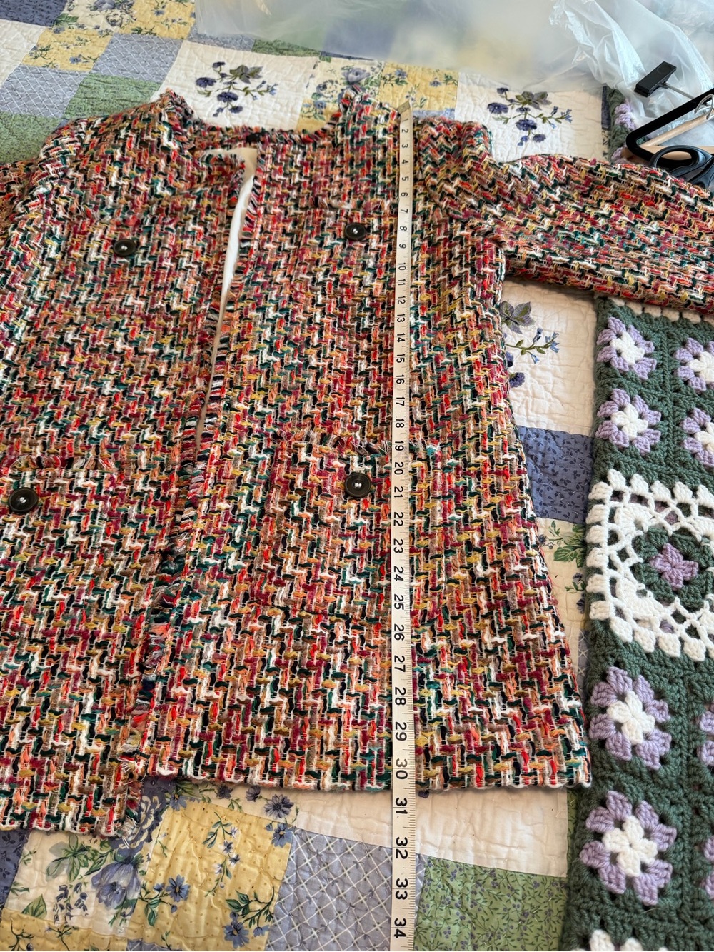 Talbots Multi Color Candy Tweed Fringe Topper Size 16 - Picture 12 of 16